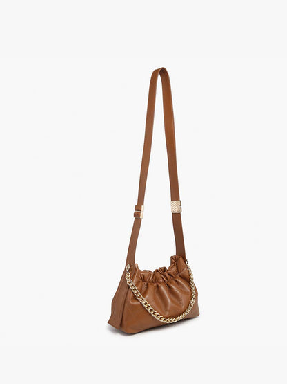 Sydney Ruched Bucket Bag- Brown