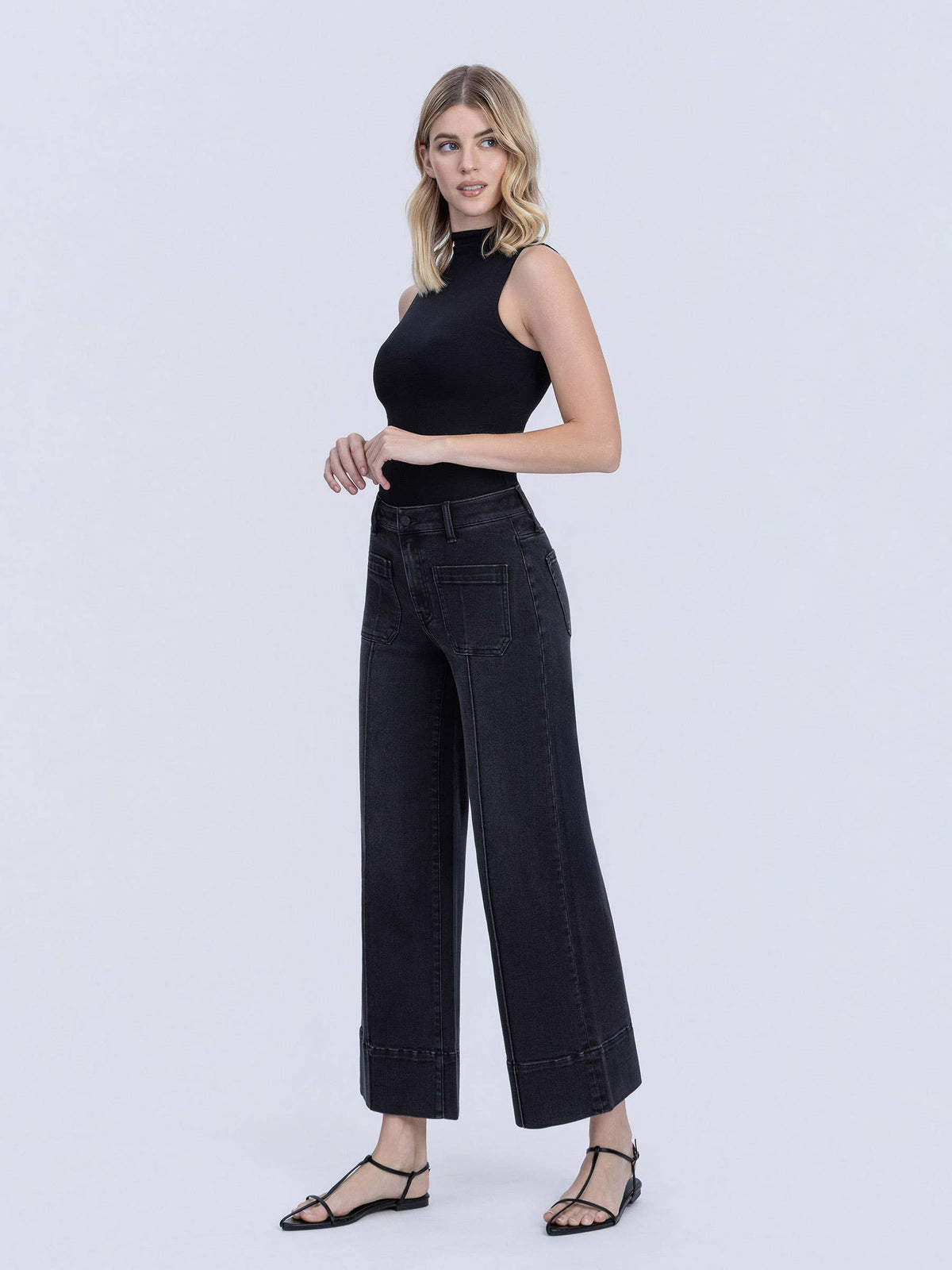Tara Wide Leg Back Denim Jeans