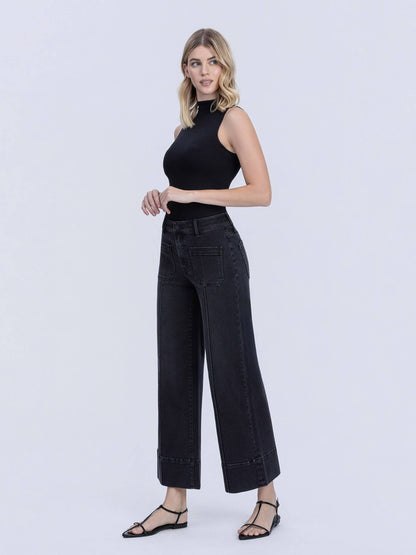 Tara Wide Leg Back Denim Jeans