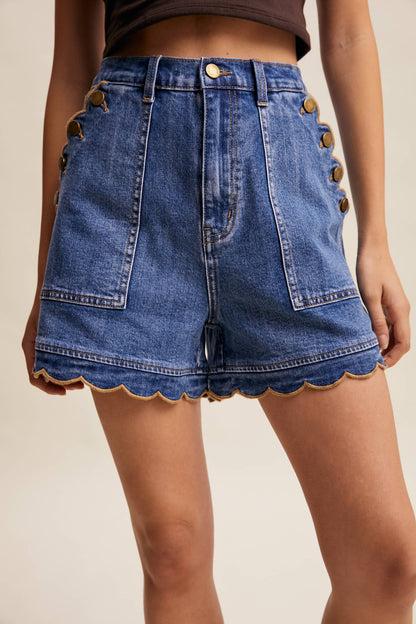 Ella Scallop Denim Shorts