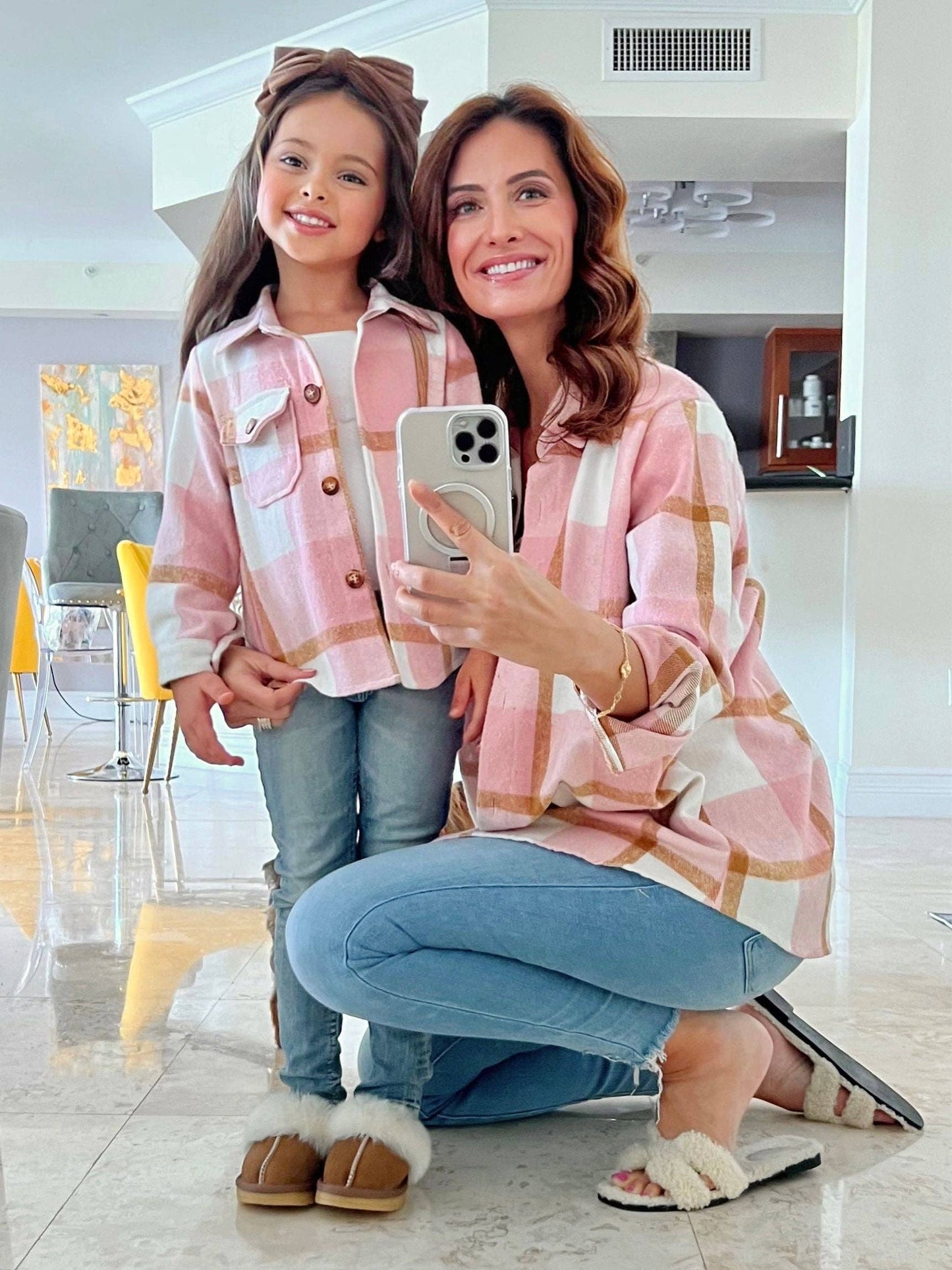 Mommy & Me Blushing Babes Pink Flannel Shirt - Adult