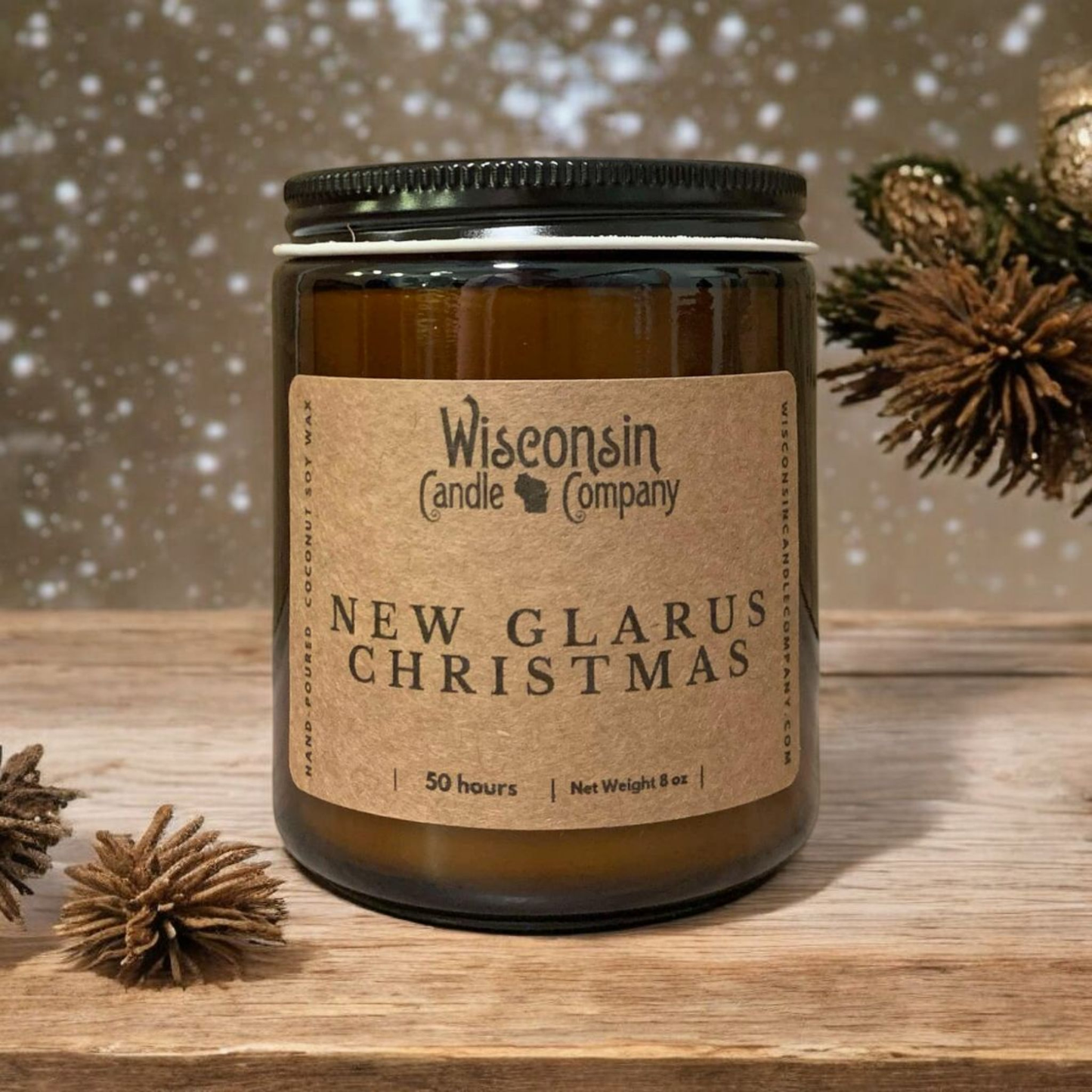 New Glarus Christmas Candle: 16 oz Jar