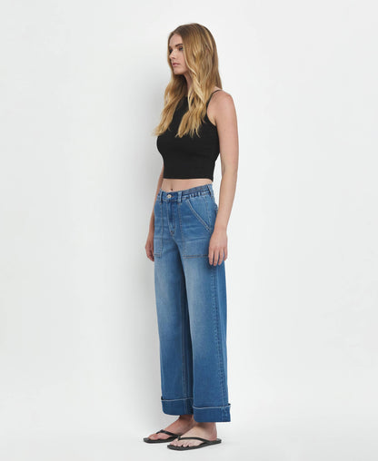 Envy Cuffed Wide Leg Jeans