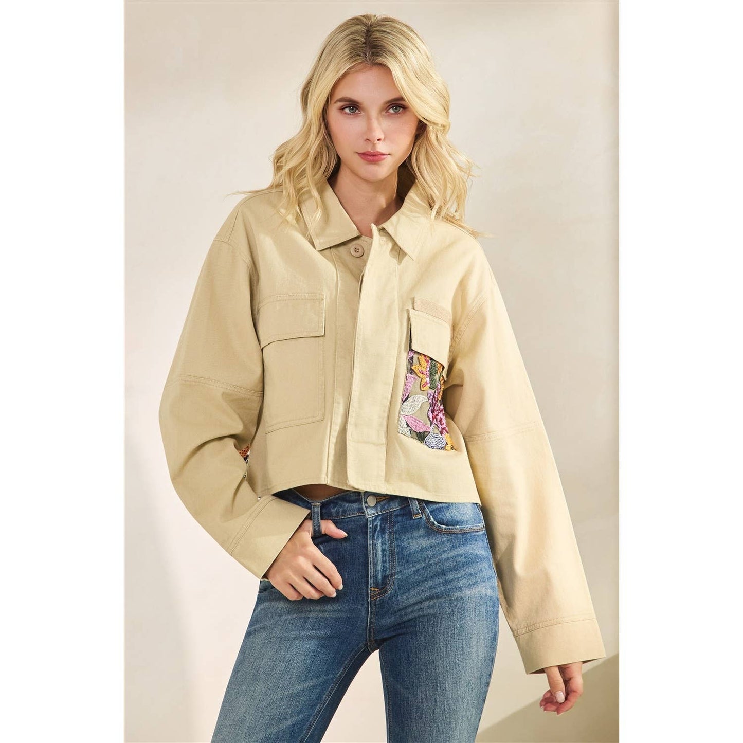 Genevieve Floral Lace Denim Jacket
