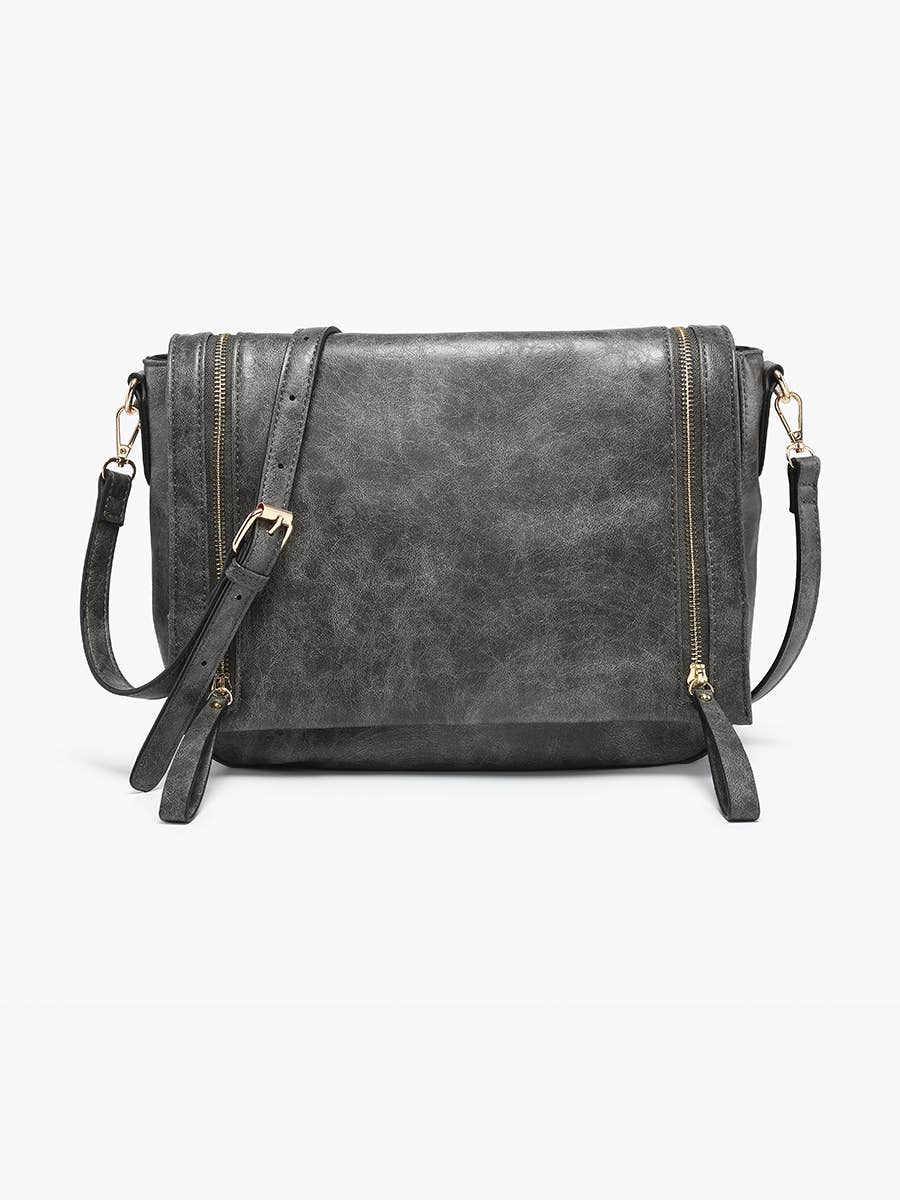 Foster Distressed Crossbody Bag - Charcoal