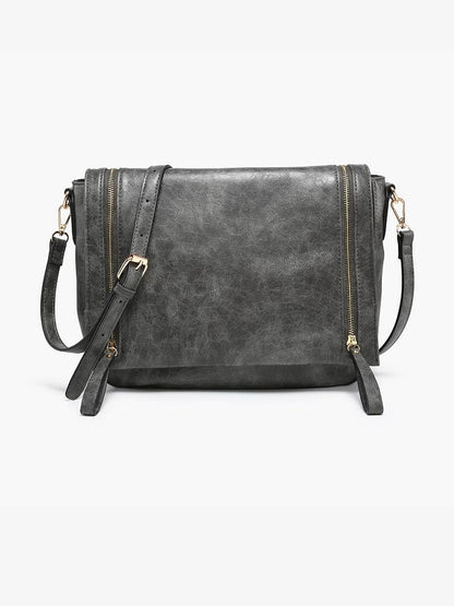 Foster Distressed Crossbody Bag - Charcoal