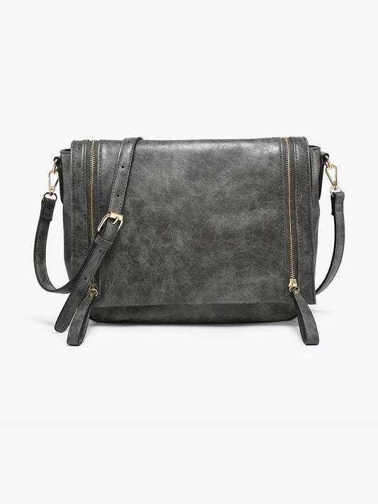 Foster Distressed Crossbody Bag - Charcoal