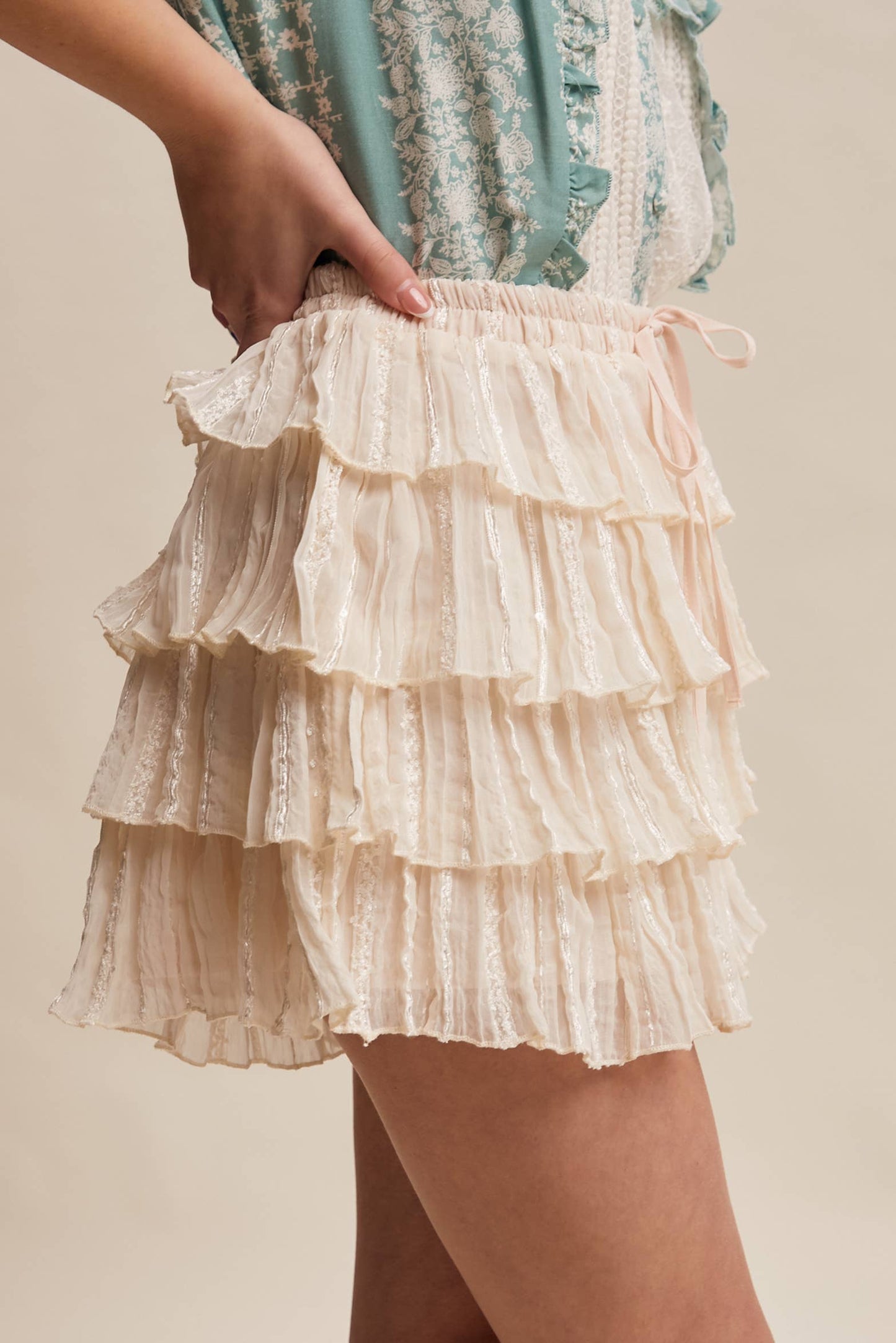 Lana Tiered Pleated Mini Skort