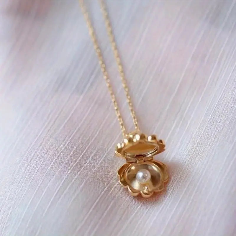 Hidden Pearl Seashell Necklace
