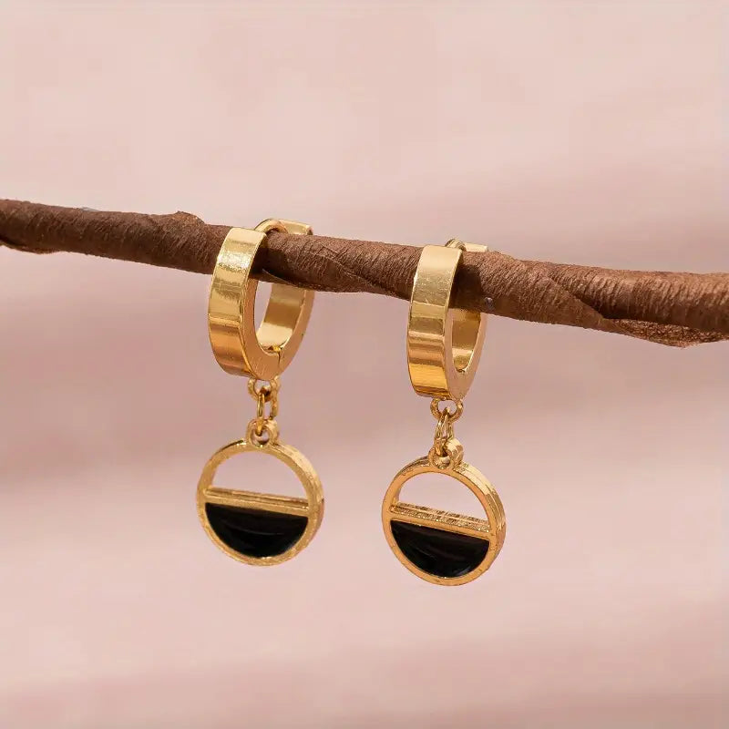 Katarina Black/Gold Dangle Earrings