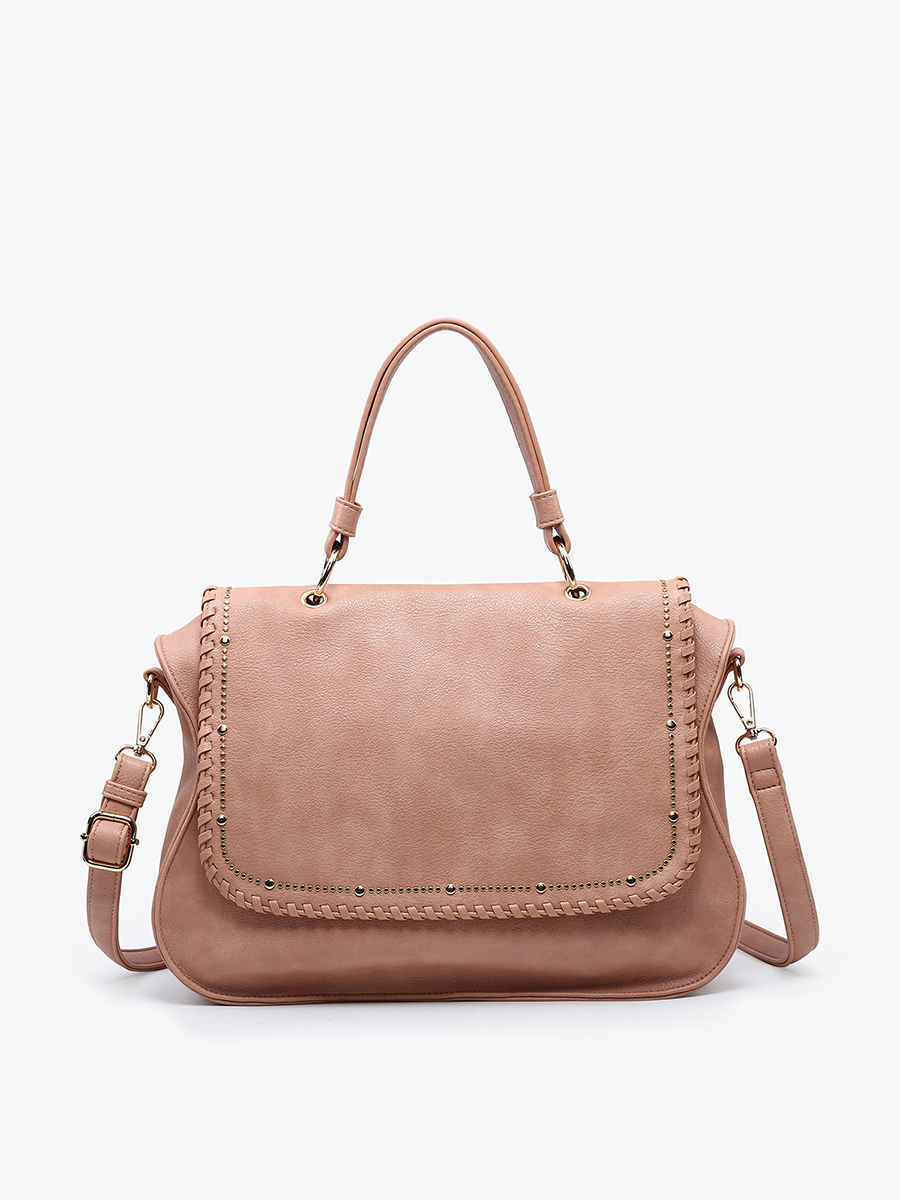 Cricket Studded Flapover Hobo Bag - Blue