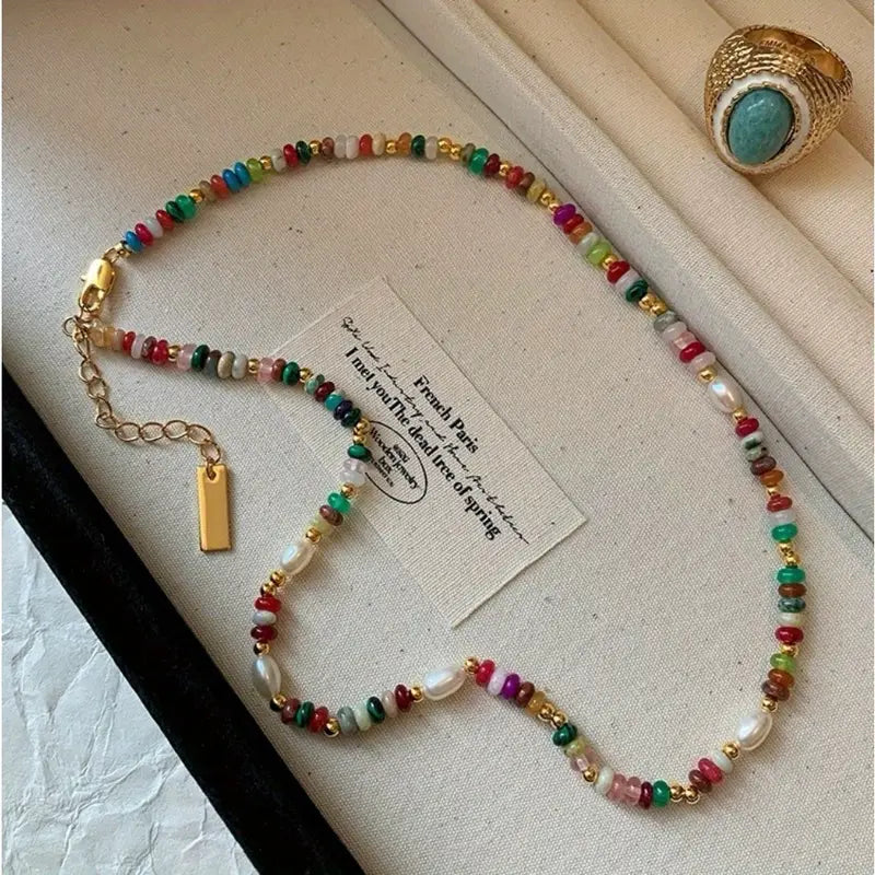 Colorful Glass Beaded Necklace