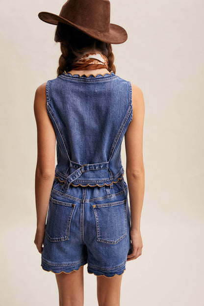 Ella Scallop Denim Shorts