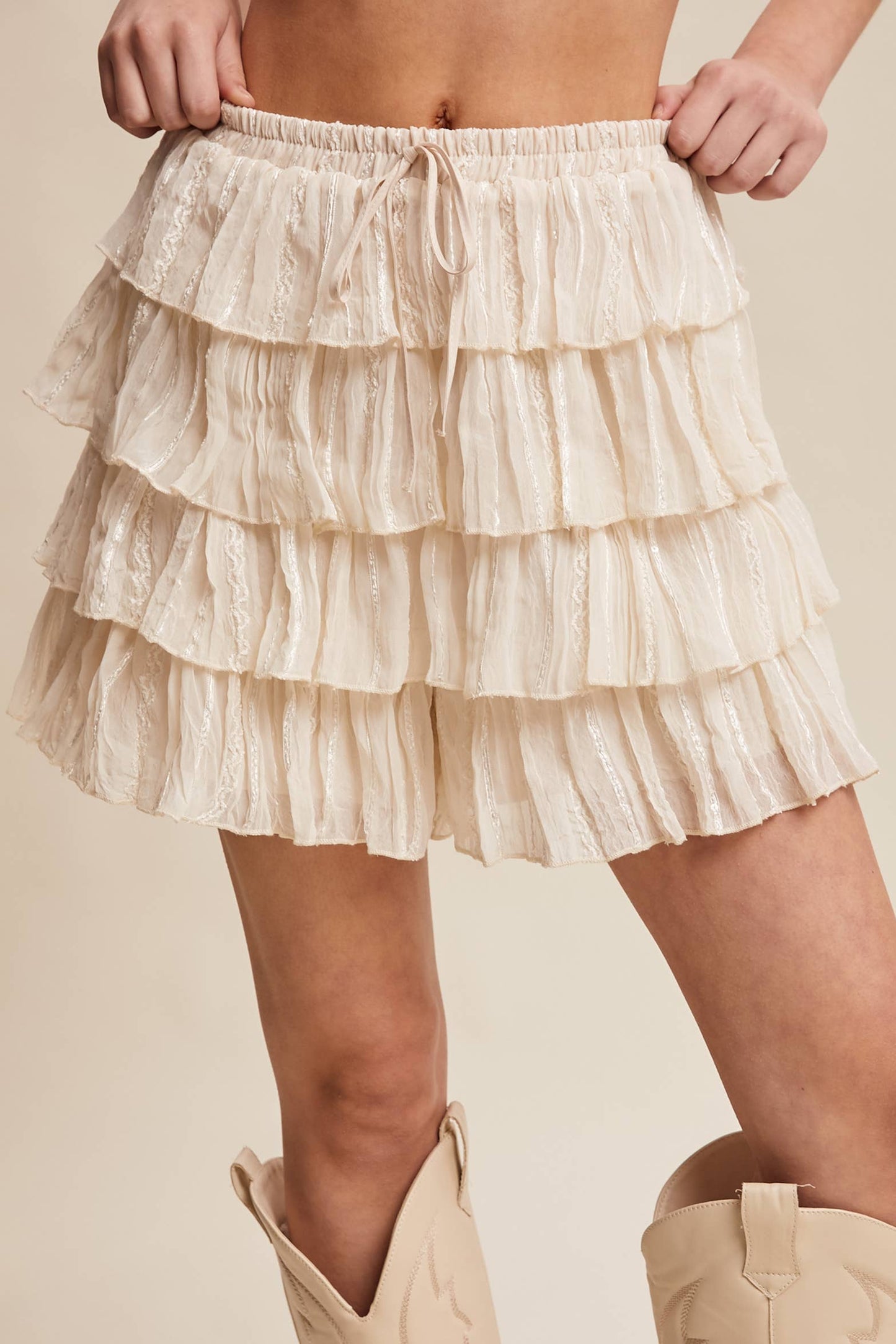 Lana Tiered Pleated Mini Skort