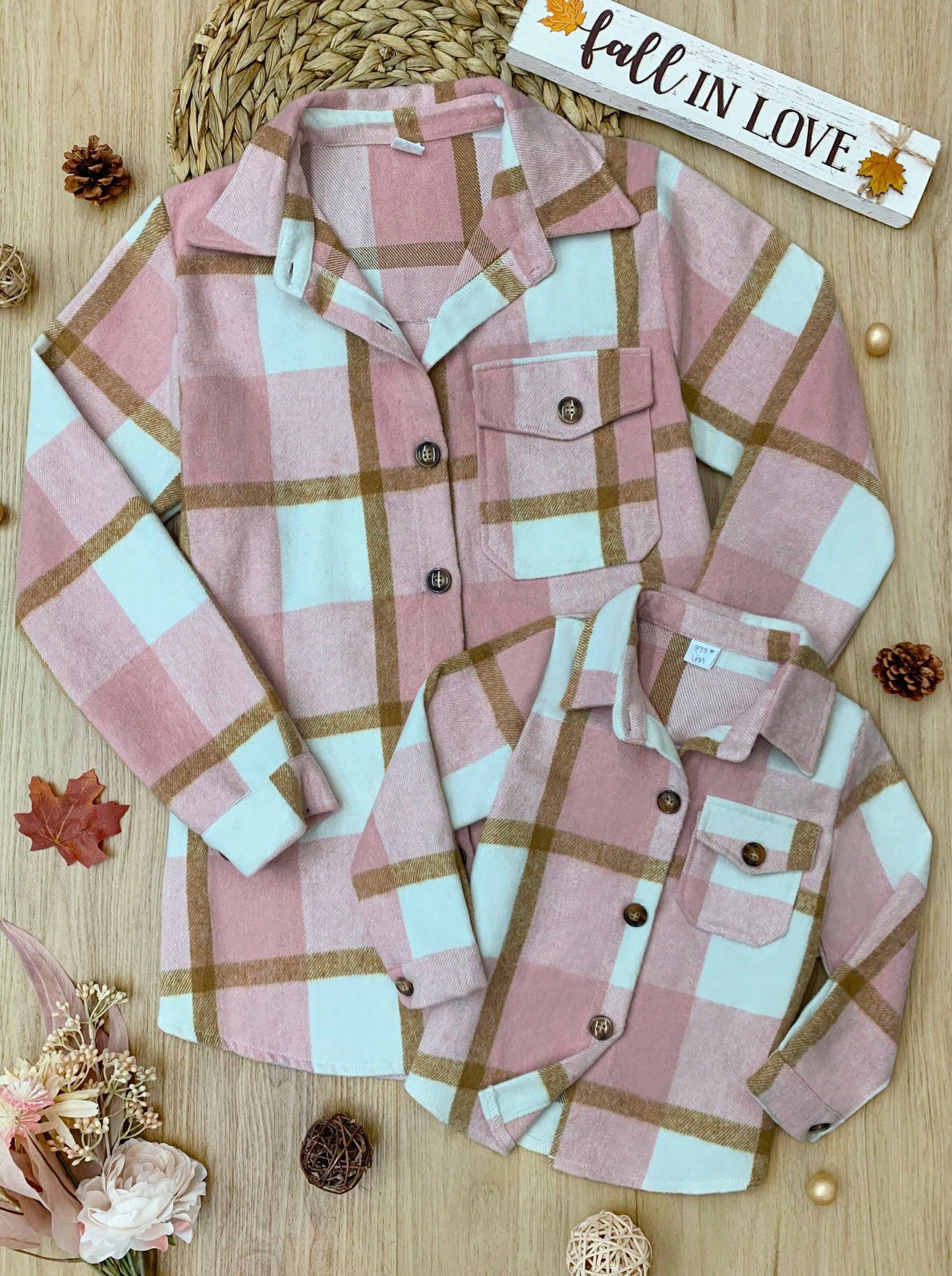 Mommy & Me Blushing Babes Pink Flannel Shirt - Adult