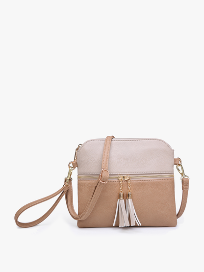 Tara Double Zip Crossbody- Cow