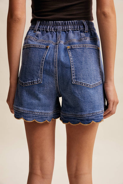 Ella Scallop Denim Shorts