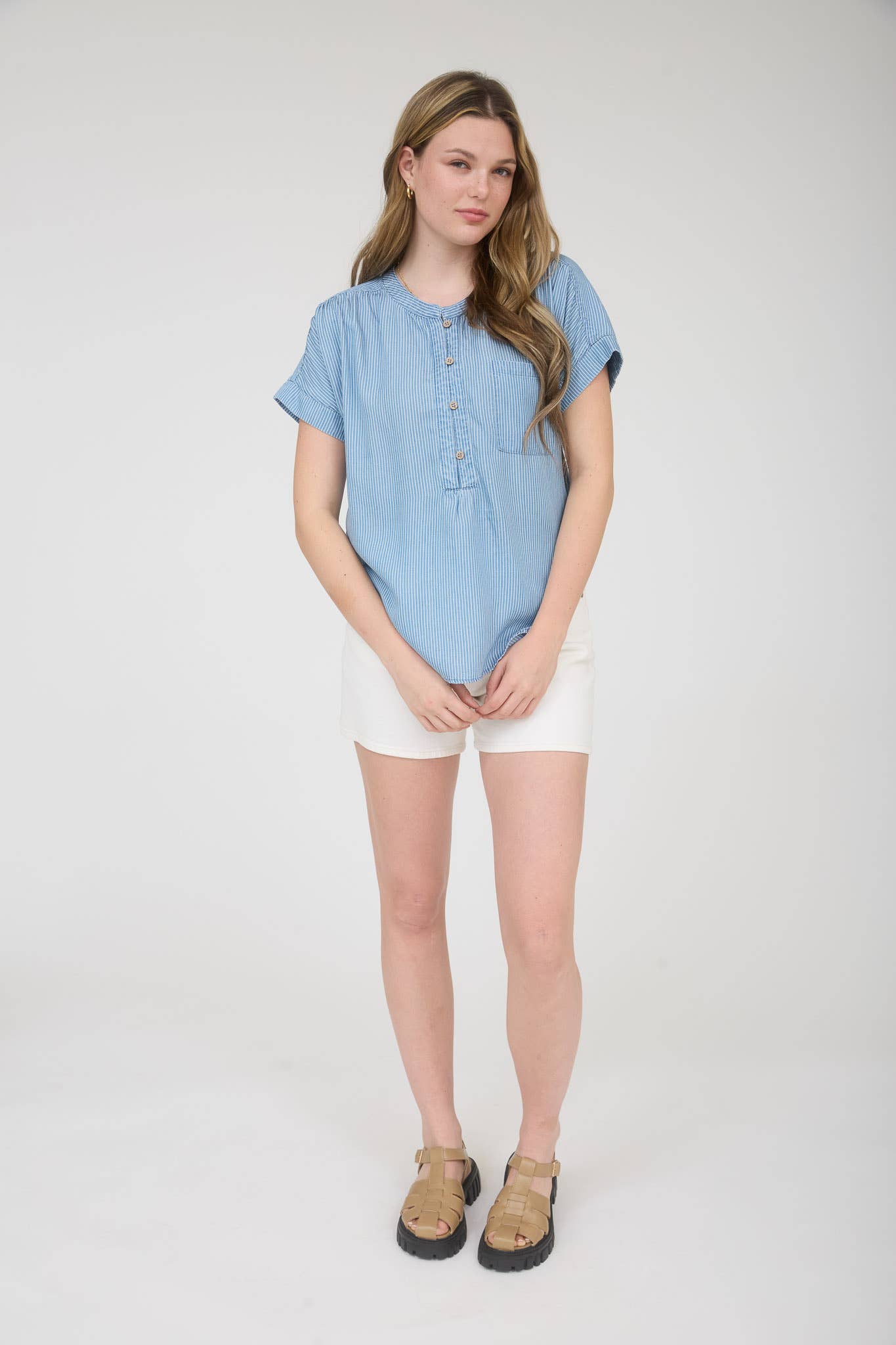 Nellie Chambray Henley Top