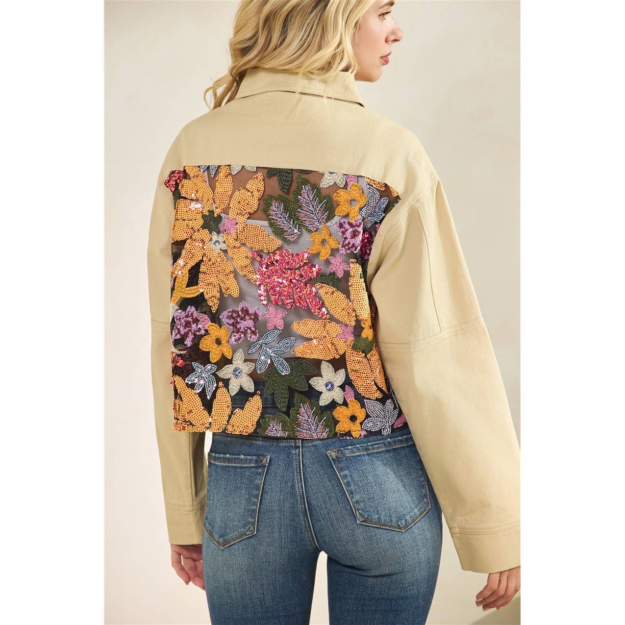 Genevieve Floral Lace Denim Jacket