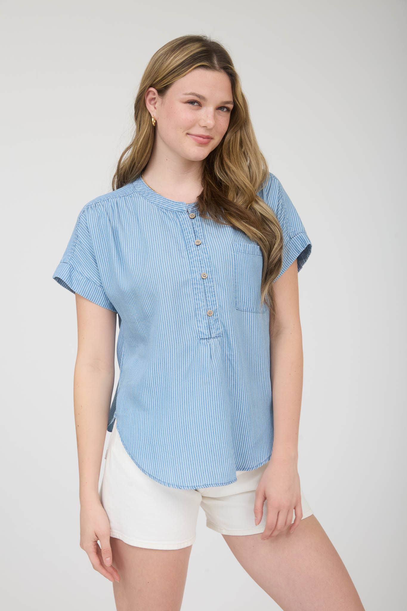 Nellie Chambray Henley Top