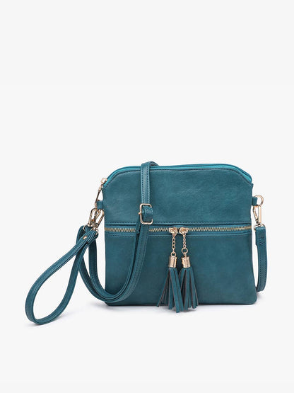 Tara Double Zip Crossbody - Green
