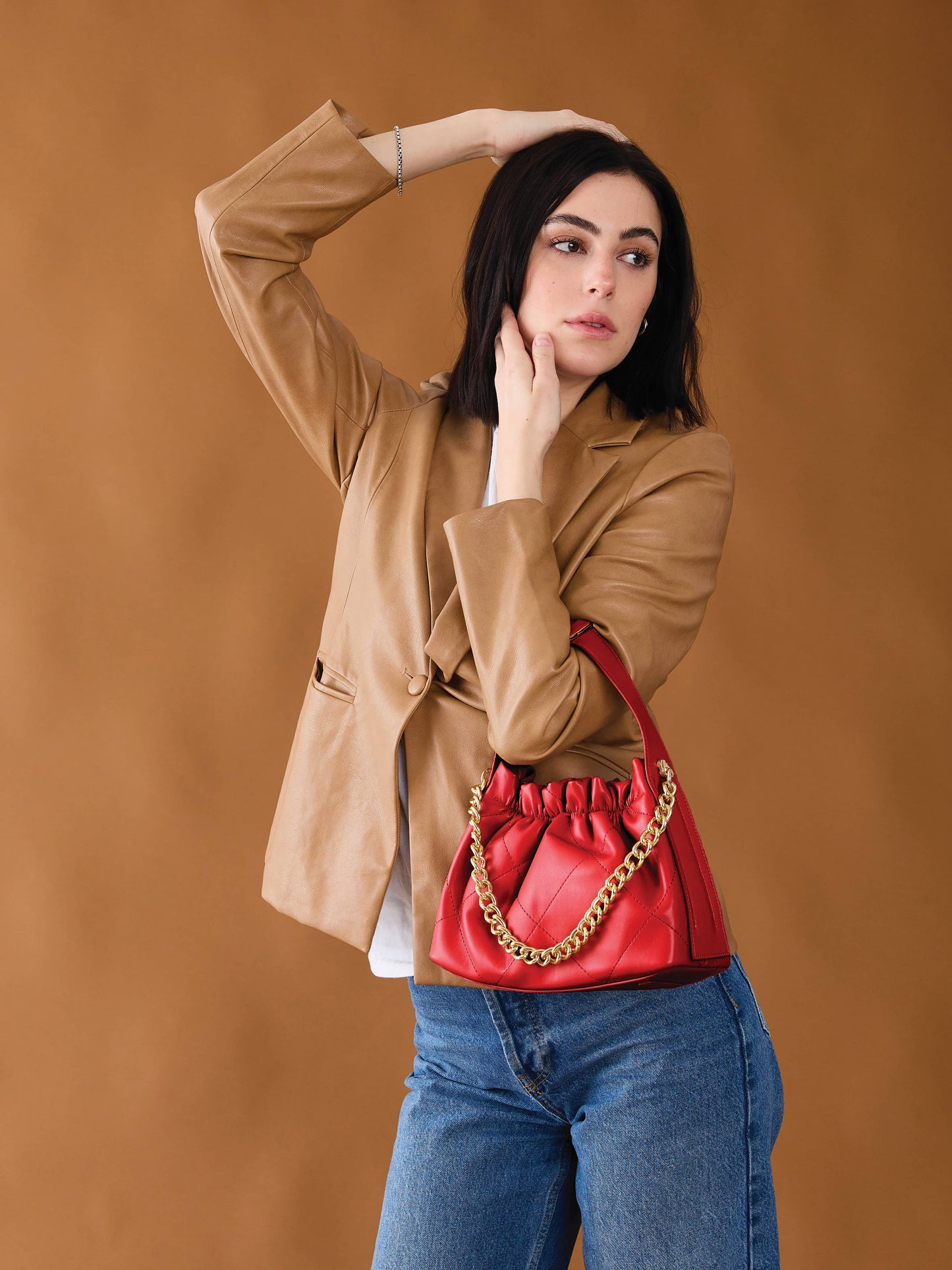 Sydney Ruched Bucket Bag - Black