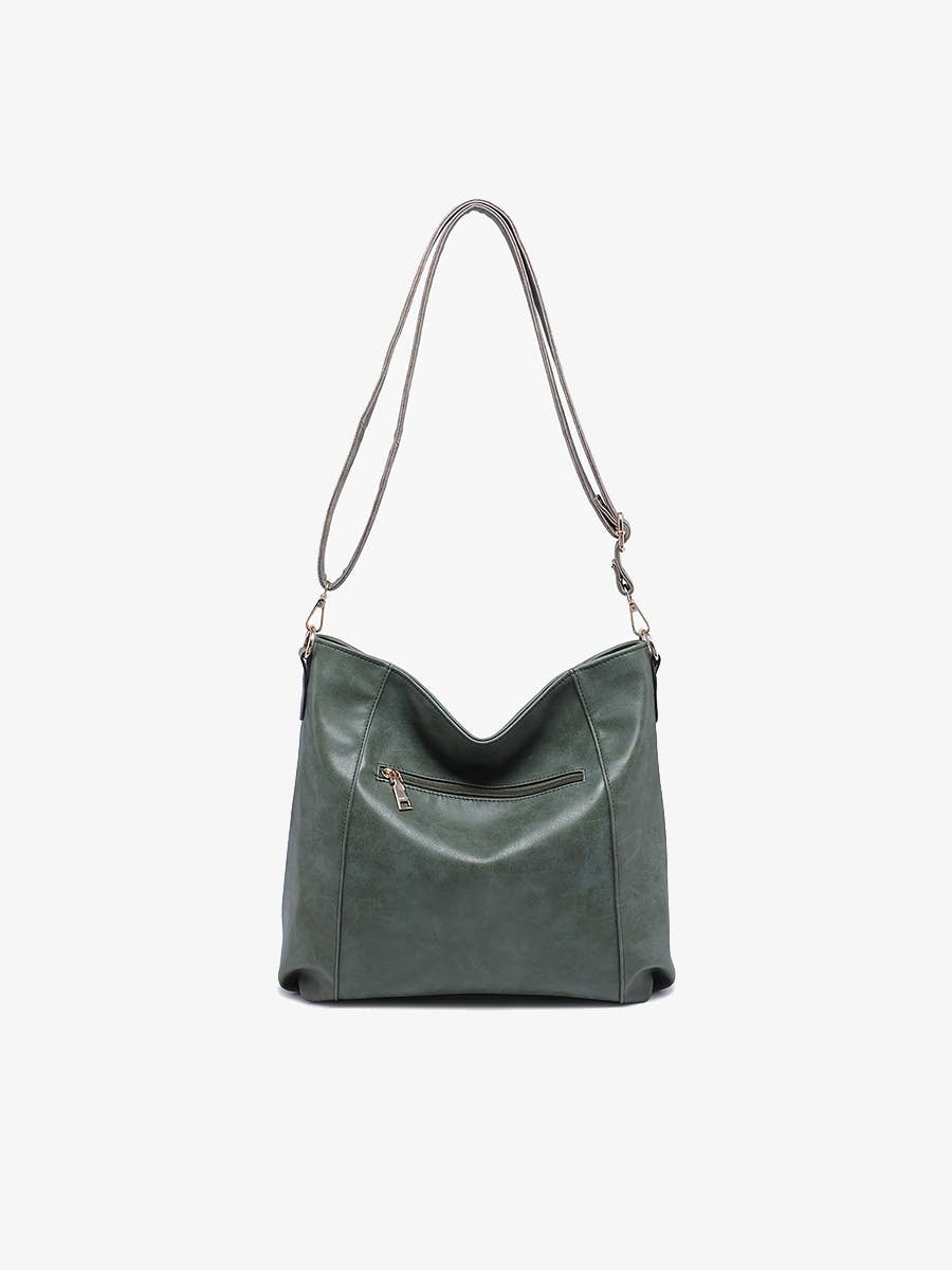 Mina Distressed Hobo Bag - Olive/Brown