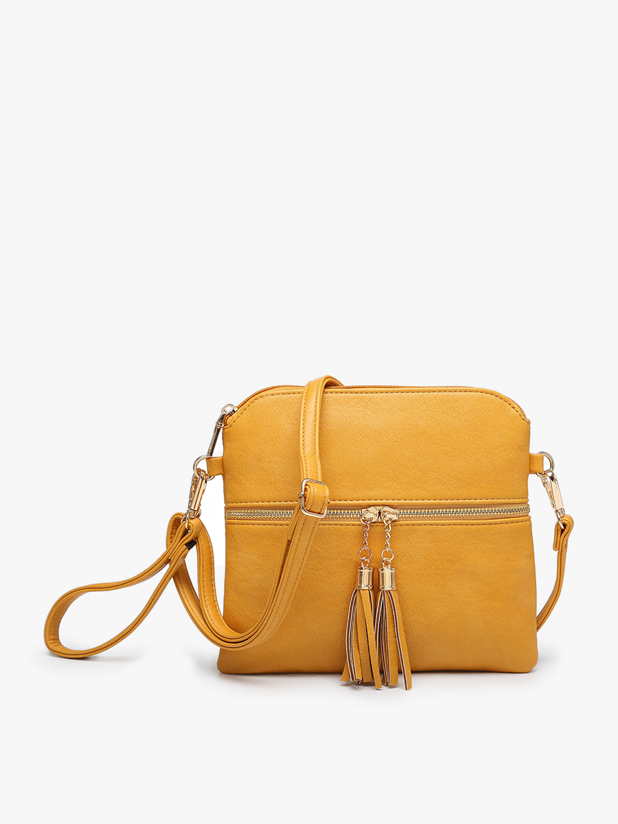 Tara Double Zip Crossbody- Cow