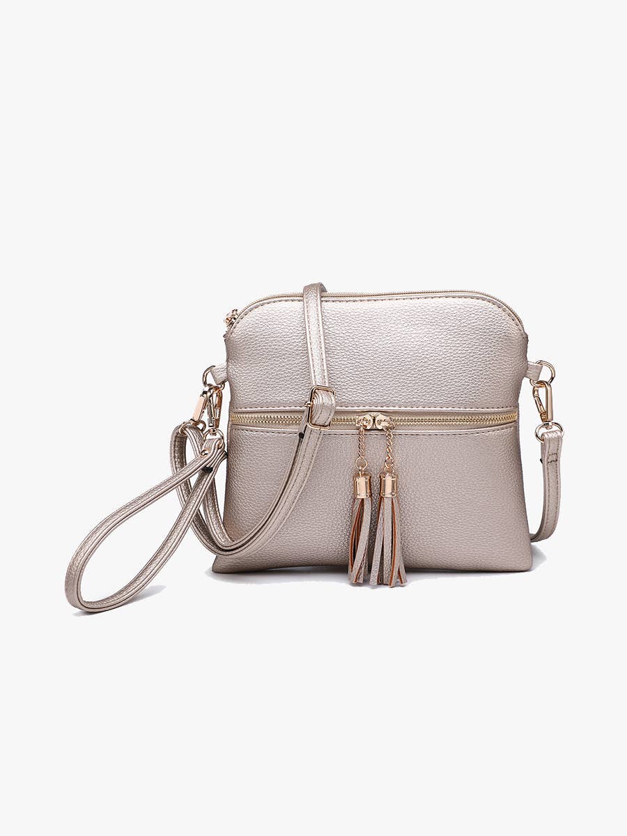 Tara Double Zip Crossbody- Cow