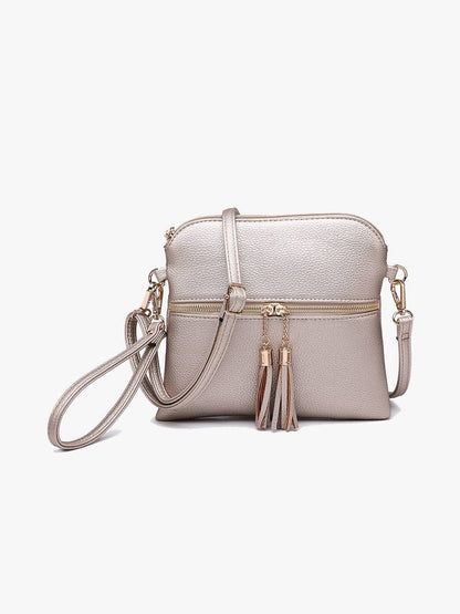 Tara Double Zip Crossbody- Cow