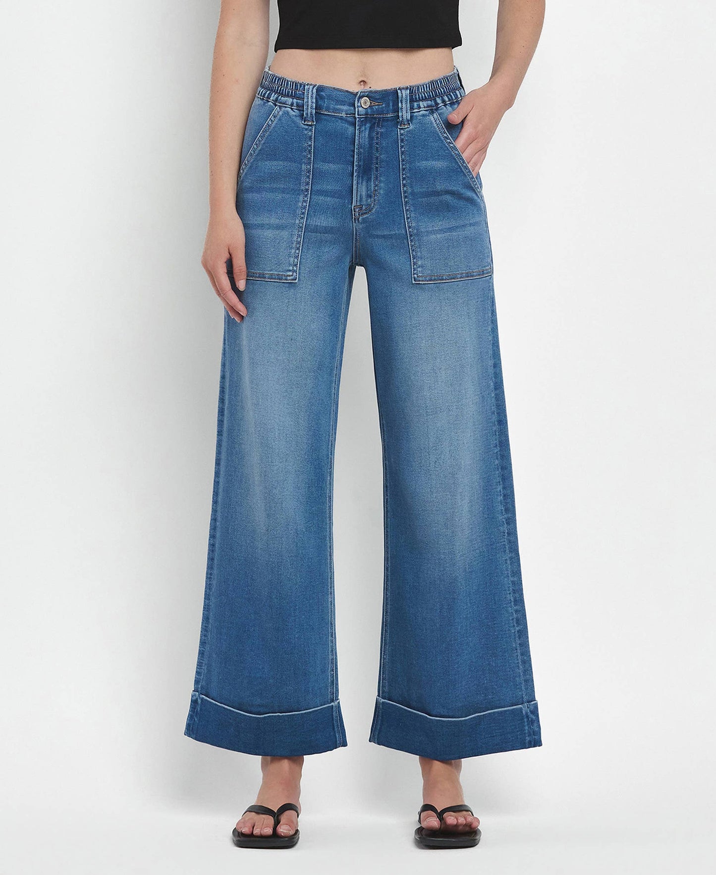 Envy Cuffed Wide Leg Jeans
