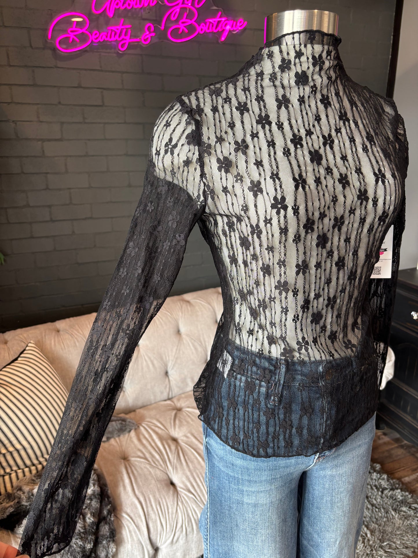 Becca Sheer Floral Lace Top