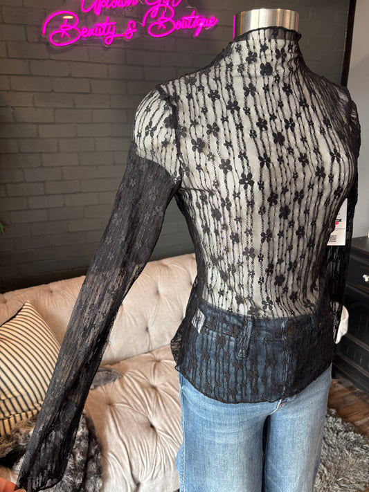 Becca Sheer Floral Lace Top