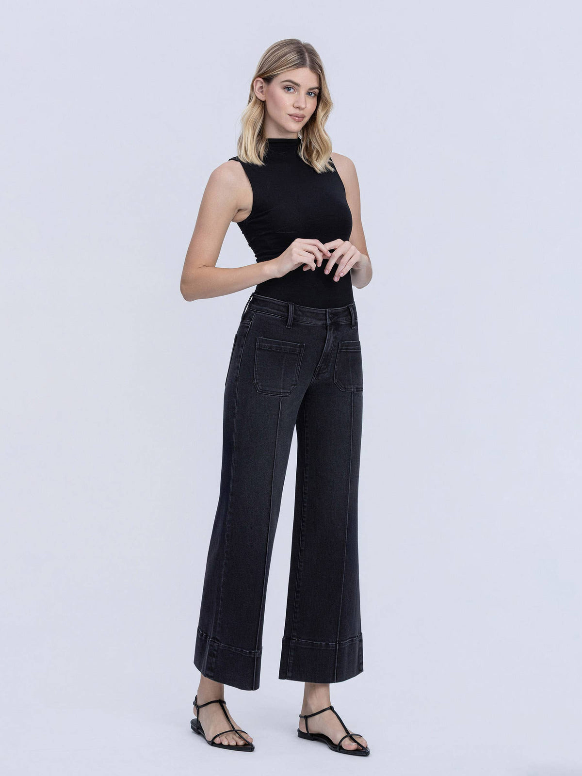 Tara Wide Leg Back Denim Jeans