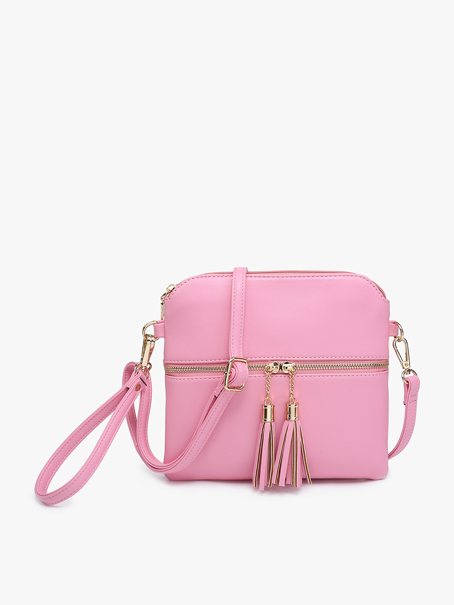 Tara Double Zip Crossbody - Cocoa Pearl