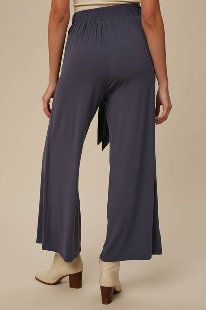 Cranberry Wrap Front Wide Leg Pants