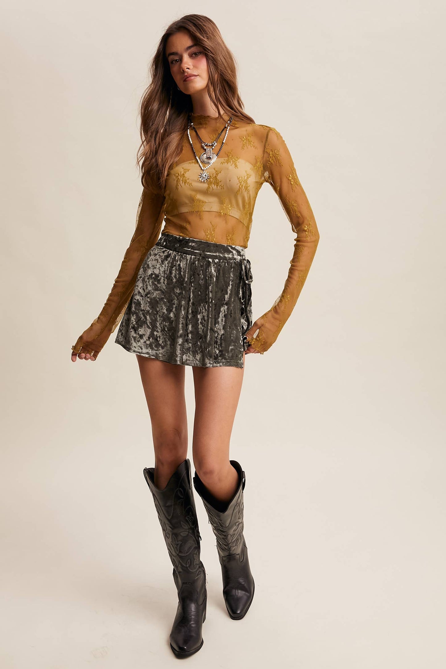 Velvet Wrap Skort