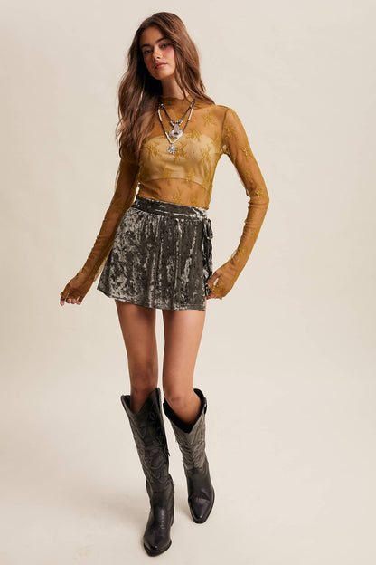 Velvet Wrap Skort