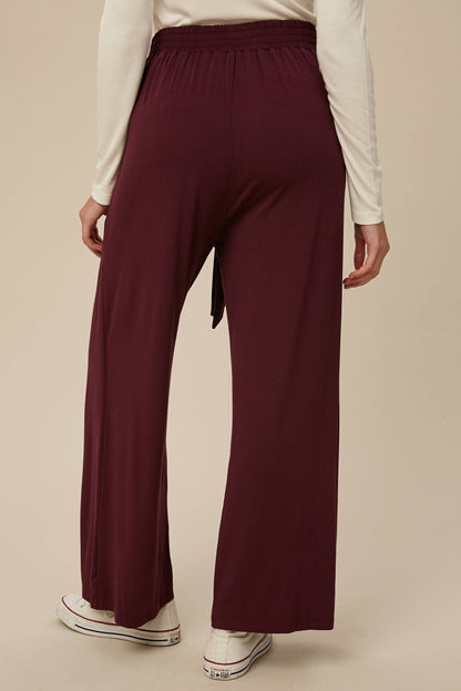 Cranberry Wrap Front Wide Leg Pants