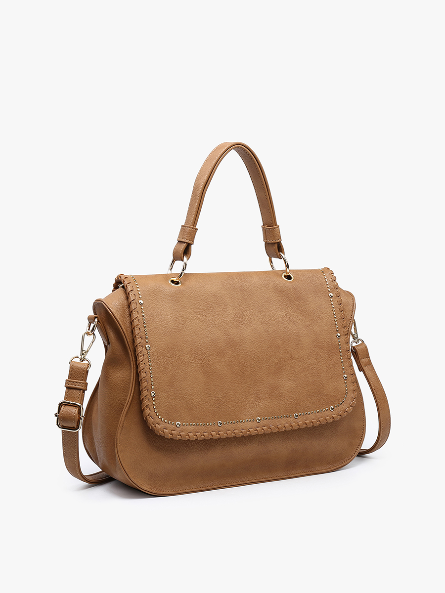 Cricket Studded Flapover Hobo Bag - Blue