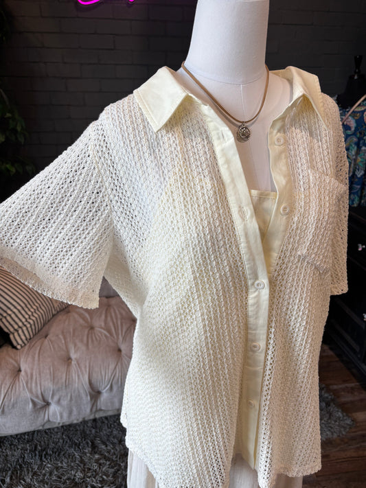 Cream Crochet Shirt