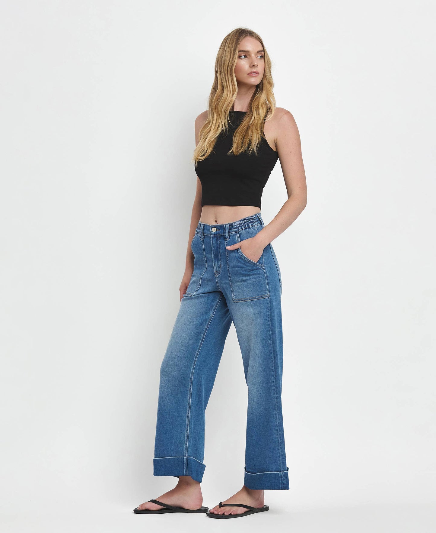 Envy Cuffed Wide Leg Jeans