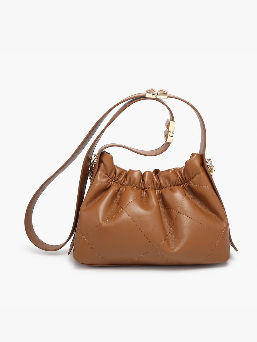 Sydney Ruched Bucket Bag- Brown