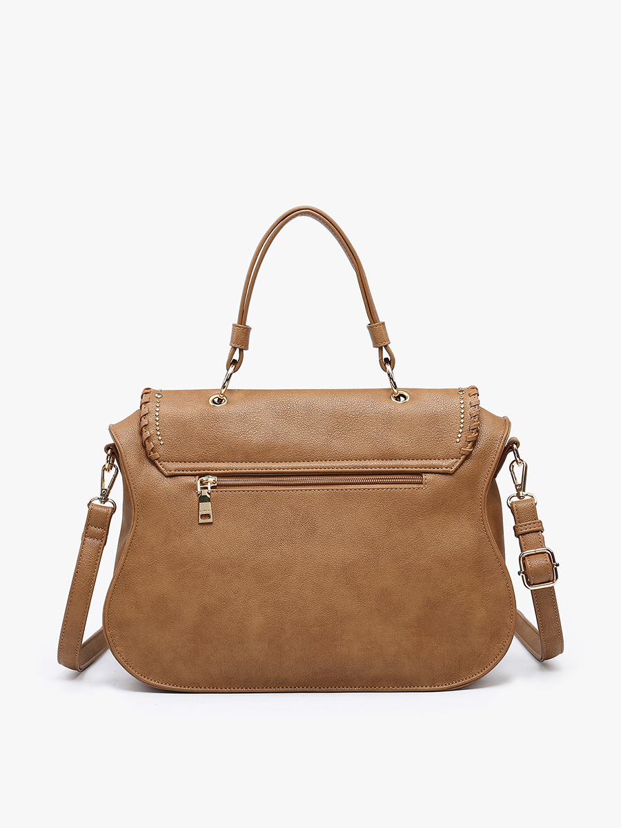 Cricket Studded Flapover Hobo Bag - Black