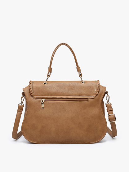 Cricket Studded Flapover Hobo Bag - Brown