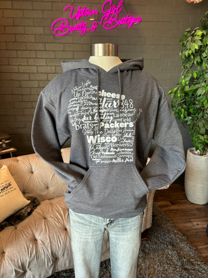 Wisconsin Slogan Hoodie - Charcoal