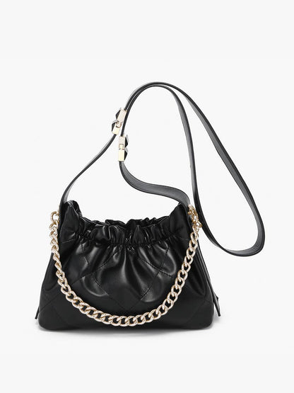Sydney Ruched Bucket Bag - Black