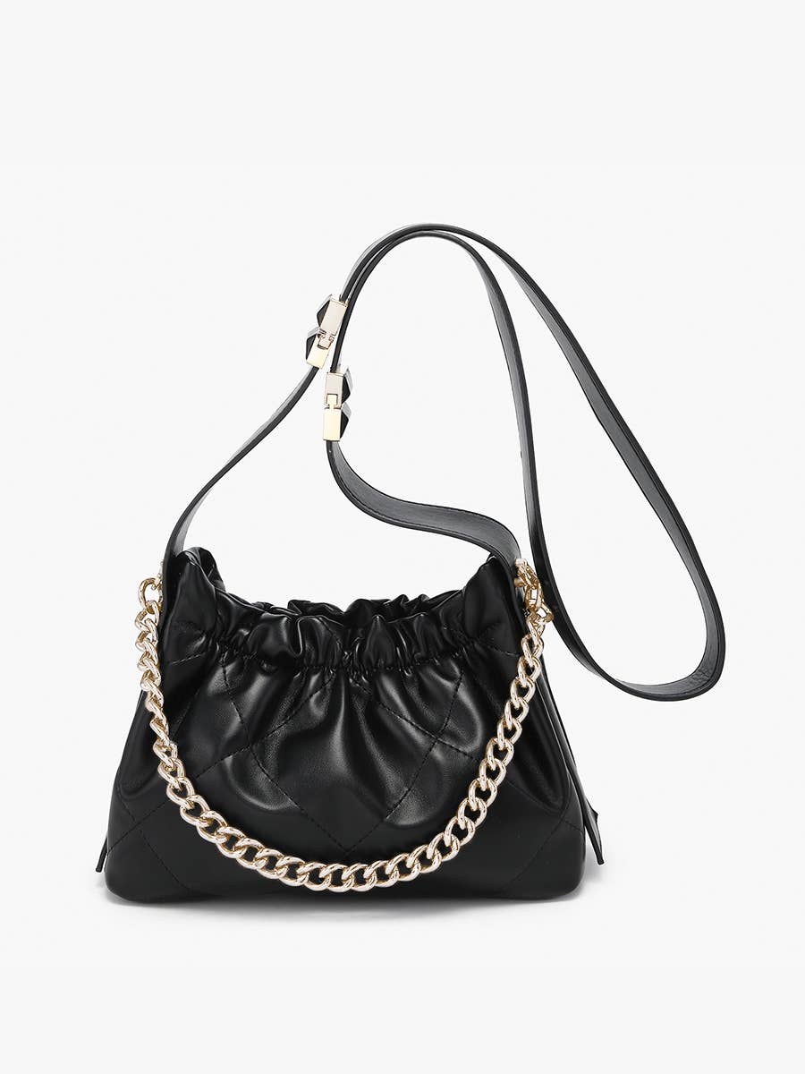 Sydney Ruched Bucket Bag- Brown