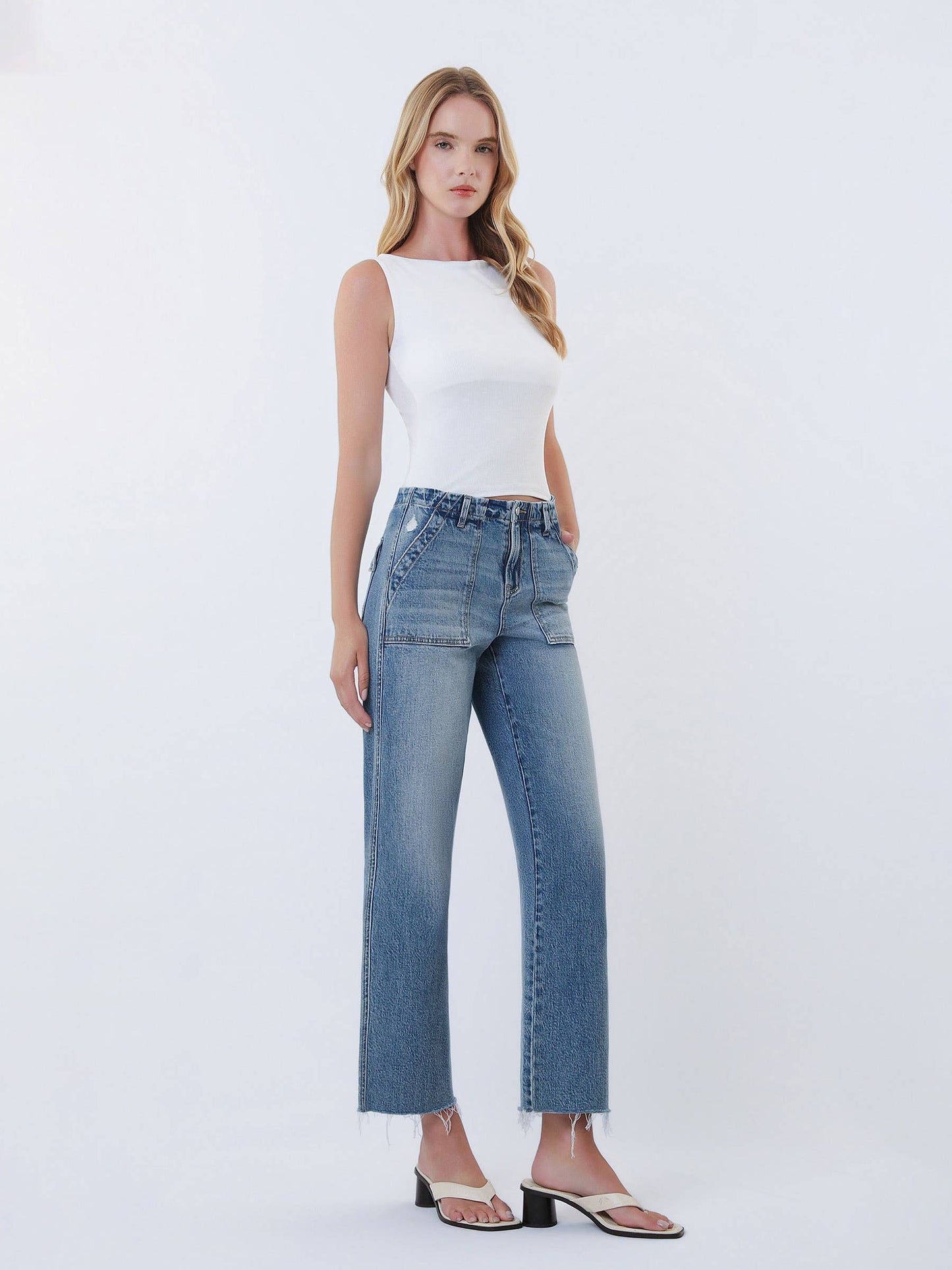 Finley Patch Pocket Straight Leg Jeans