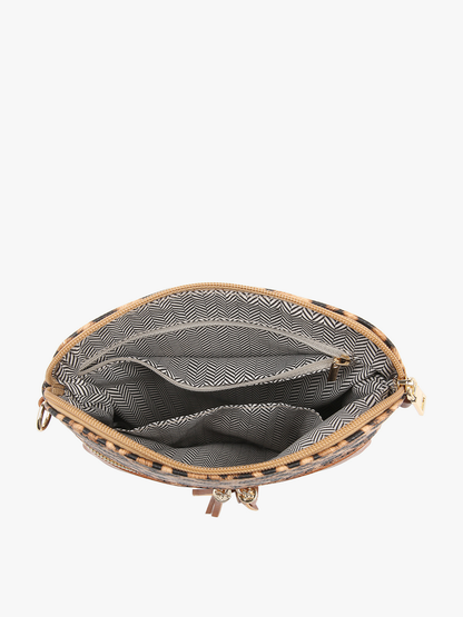 Tara Double Zip Crossbody - Cocoa Pearl